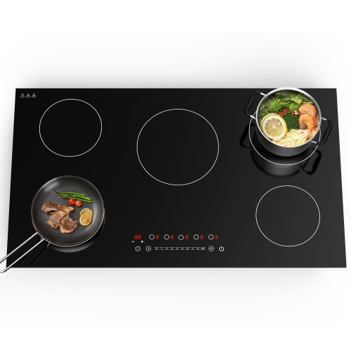 36 Inch Induction Cooktop, with 5 Burners Desktop Built-in Electric Cooktop, 7400W 240V Induction Stovetop 9 Power Levels Sensor Touch Control Child Safety Lock 1-99 Minutes Timer