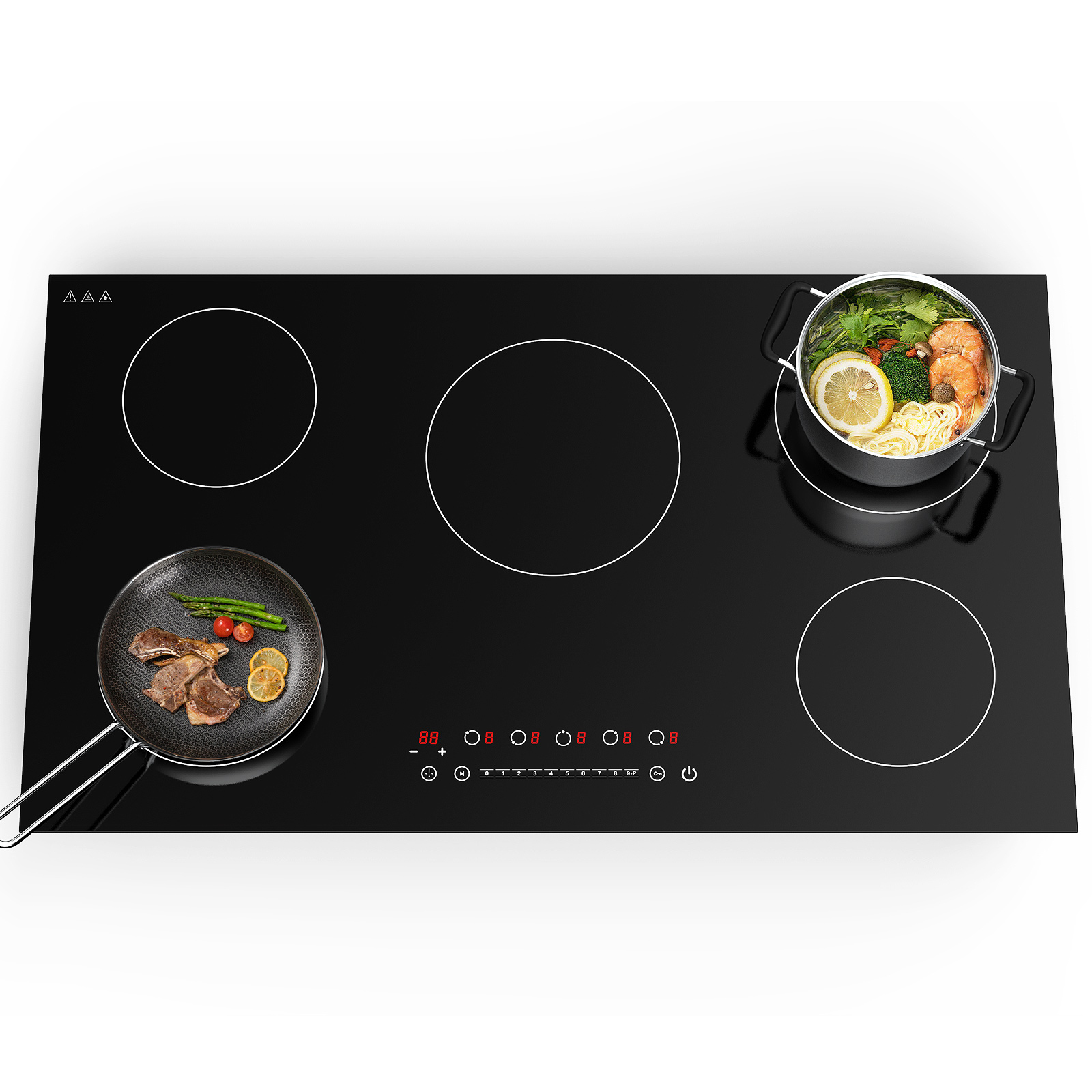 36 Inch Induction Cooktop, with 5 Burners Desktop Built-in Electric Cooktop, 7400W 240V Induction Stovetop 9 Power Levels Sensor Touch Control Child Safety Lock 1-99 Minutes Timer