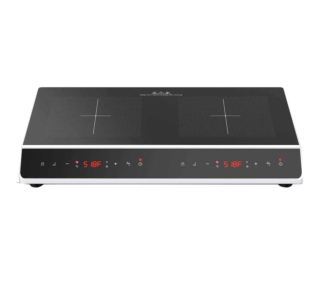 Double Induction Cooktop, 110V Electric Cooktop Hot Plate LCD Sensor Touch Energy-Saving Portable Induction Cooktop 2 Burner,9 Temperature,with Child Safety Lock & Timer