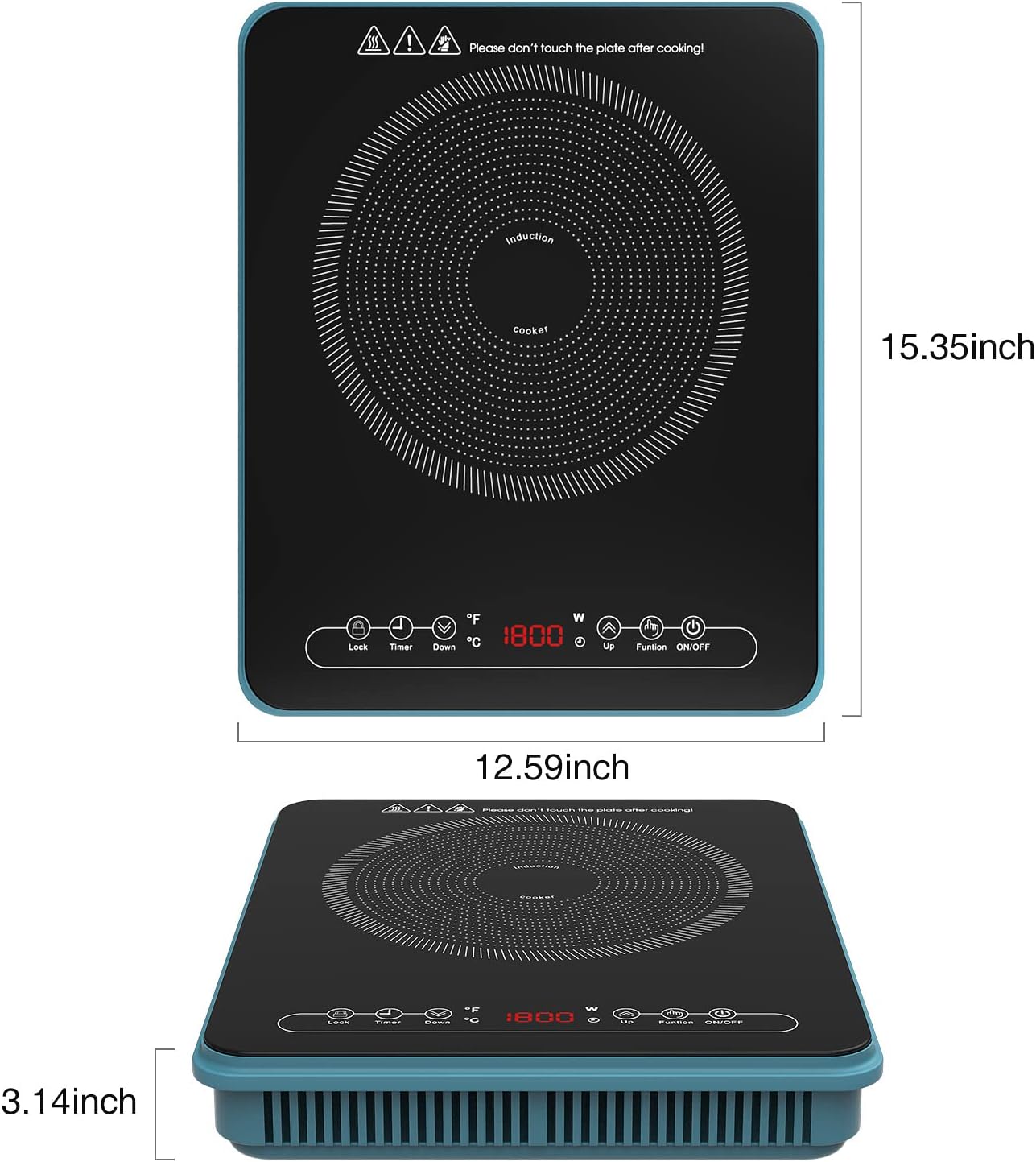 Portable Single Induction Cooktop, THREEMI 1800W Countertop Burner Hot Plate with Fast Heating Mode