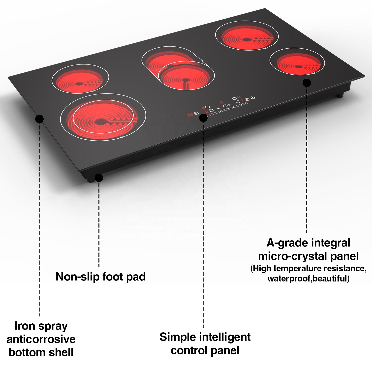 Induction Cooktop, 240V Electric Cooktop 900*520*78 MM, LED Touch Screen Burner, Overheat Protection Function Hot Plate, 9 Temperature And Power Choice, Safety Lock, Special Design Glass Panel Stove