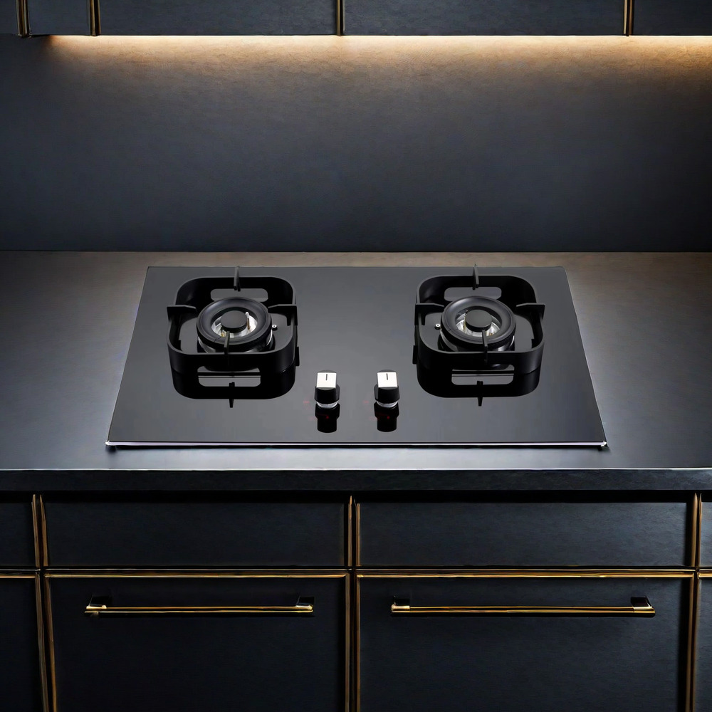 Wholesale High Quality 2 Burner Touch Screen Gas Cooker with Glass, Novel Design Double Gas Stove for Home Kitchen Appliances