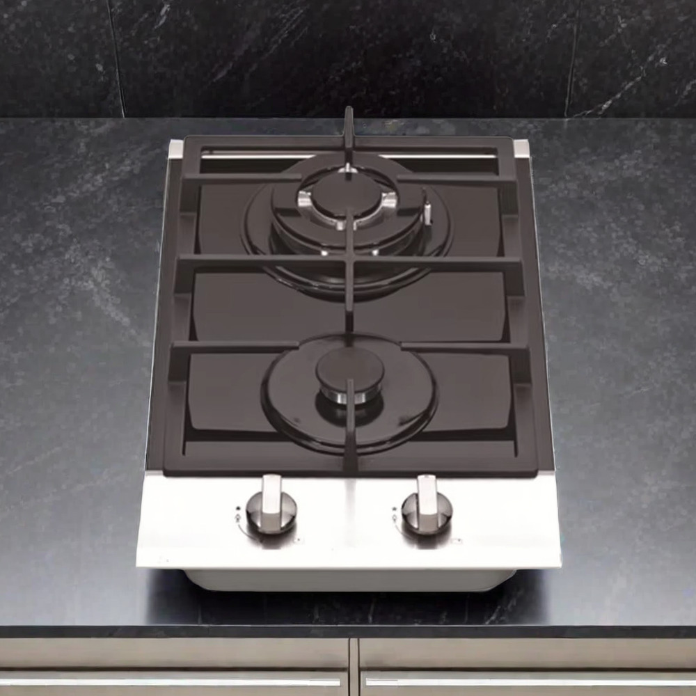 THREEMI FACTORY Auto Ignition Super Flame Tempered Glass 2 Burner Built-In Gas Stove Cooker Black High Quality Safety